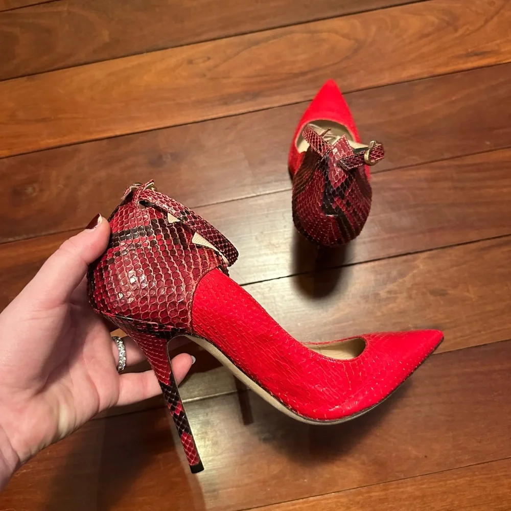 Julia Haart Red Python Pumps NWOT - Picture 1 of 5